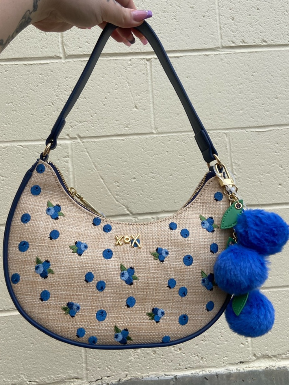 LUV Betsey Shoulder Bag with Blueberries and Blueberry Charm
